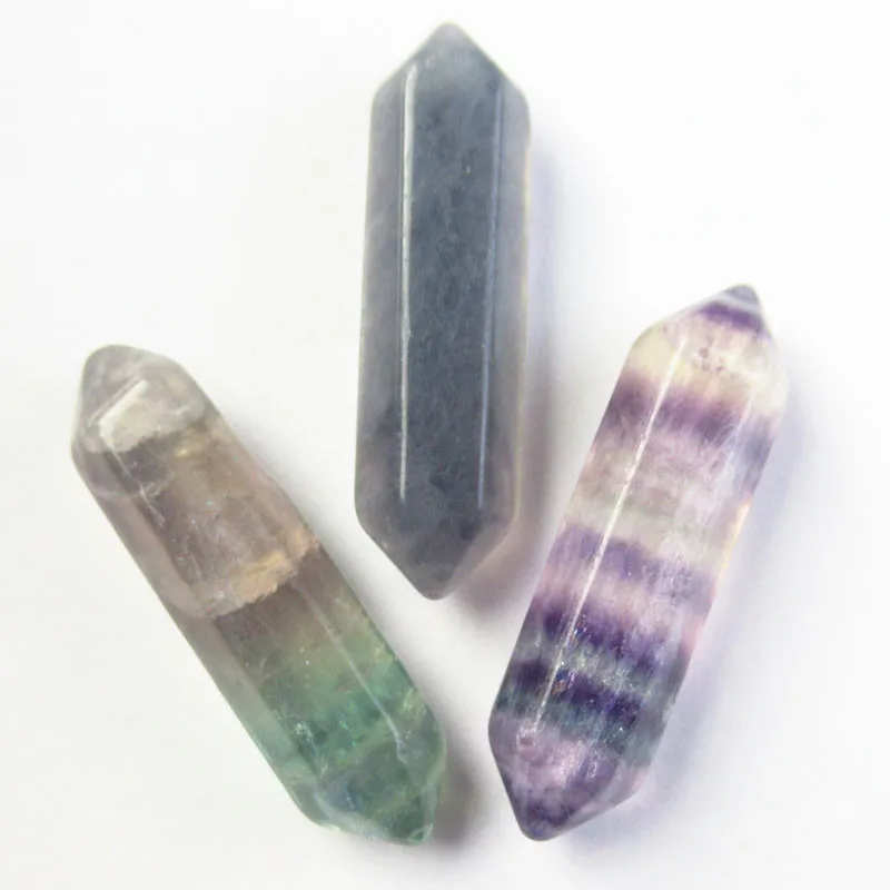 

8Pcs 37g Natural Rainbow Fluorite Hexagonal Point CAB CABOCHON 31x8mm SH6937