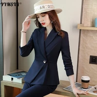 large size womens suit pants new autumn and winter one button womens office professional wear high waist trousers 2 piece set