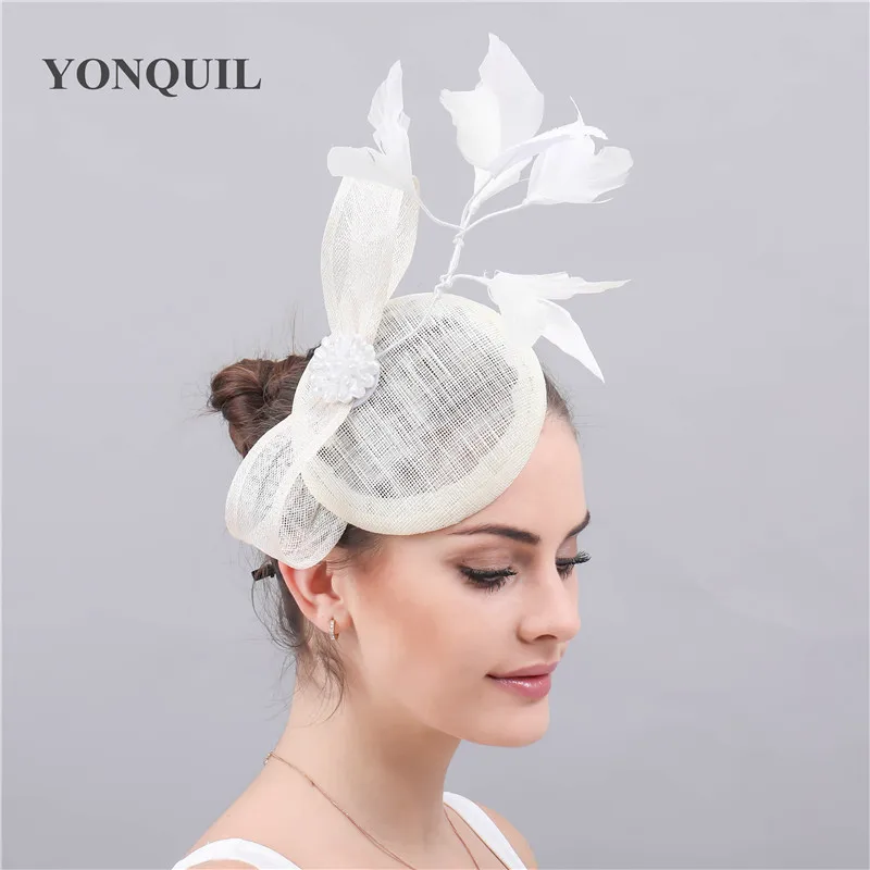 Винтажный свадебный головной убор Sinamay цвета слоновой кости для невесты Женская