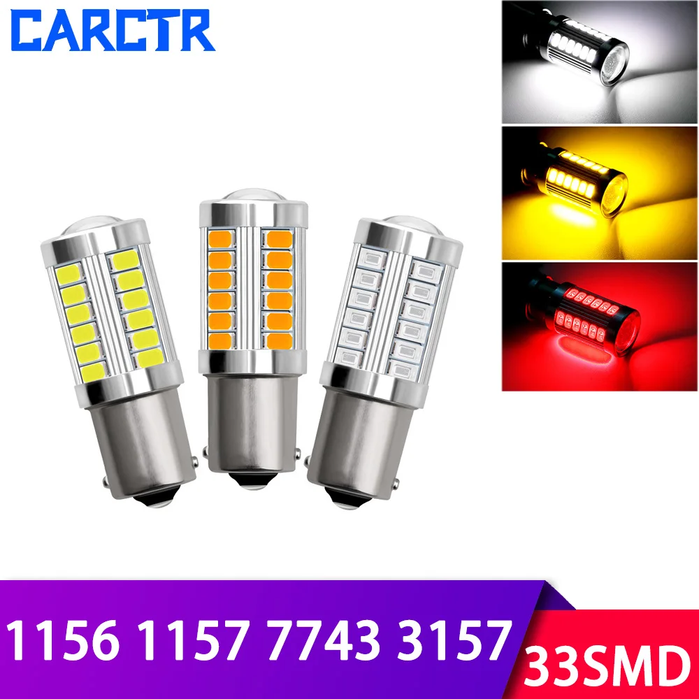 CARCTR светодиодный автомобиля, разбивающий светильник s BA15S P21W 1156/1157/7743/3157 обратный светильник 33-SMD 5630 12V 3W автомобильные лампы сигнала поворота 1 пара