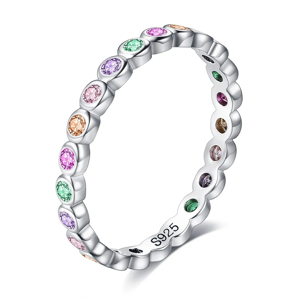 

Colorful Cubic Zirconia Rings Hot Fashion 925 Sterling Silver Women Simple Finger Accessories Trendy Jewelry Lovely Gifts