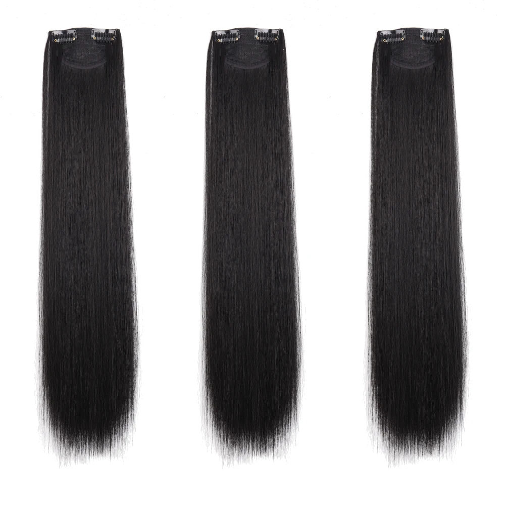 

Synthetic Hair Extensions Long Straight 3PCS Clip in on Hair Extensions for Women Girls Natural Blonde Black Fake Hairpiece