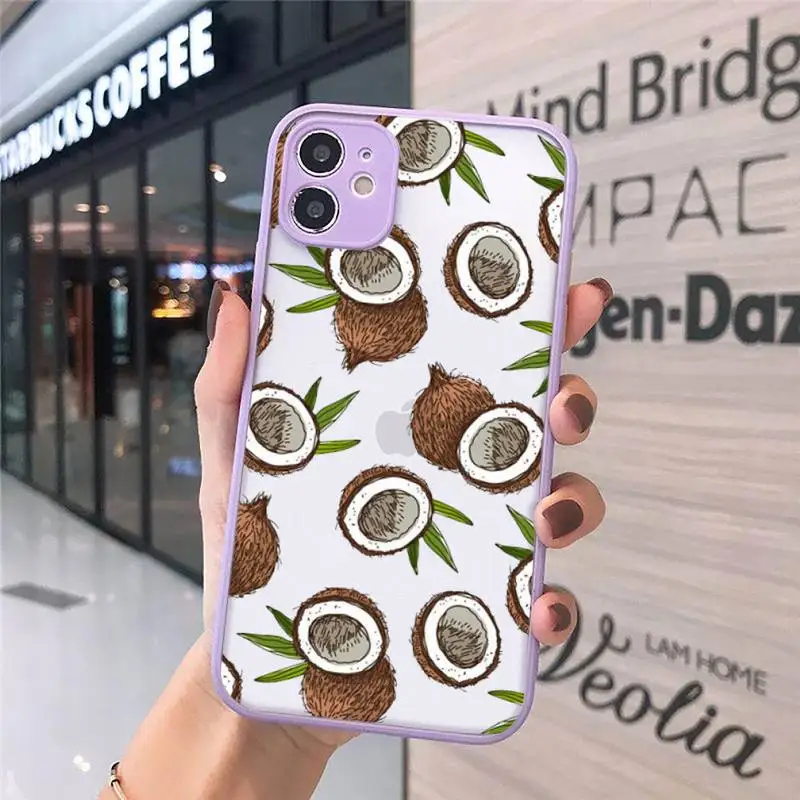 

Fashion Cute Cartoon Fruit Lemon Pineapple Phone Case Matte For iPhone 12 Mini 11 Pro XR XS Max 7 8 Plus X Hard PC Back Cover