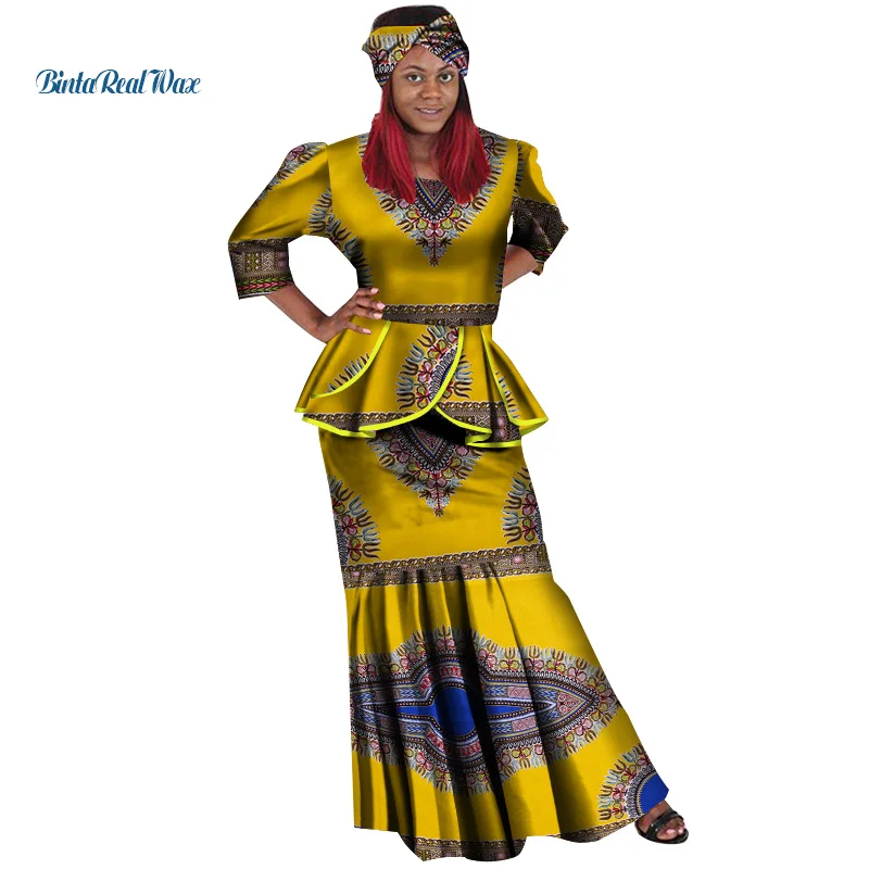 НОВЫЕ комплекты из топа и юбки в африканском стиле для женщин базин богатая