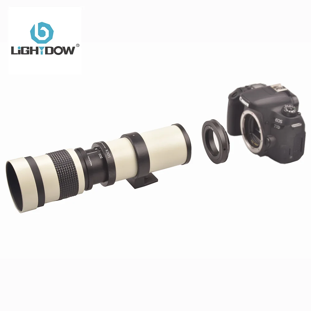 Lightdow White 420-800mm F/8.3-16 Super teleobiettivo obiettivo Zoom manuale per fotocamere Canon Nikon Sony Pentax FUji Olympus DSLR