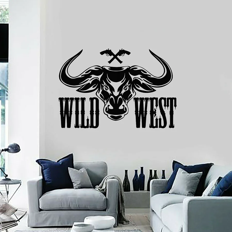 Наклейка на стену Wild West надпись пистолет бульдог Техасский Родео виниловые