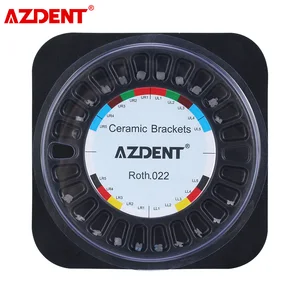 Стоматологические керамические кронштейны AZDENT 5*5, ротМБТ, 0,022 крючков, 3, 4, 5, сетчатый ортодонтический бандаж, 1 коробка = 20 шт.