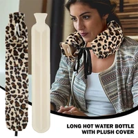 2l extra long hot water bottle faux fur removable cover leopard bandage plush hand warmer hot water bag with cloth cover gifts