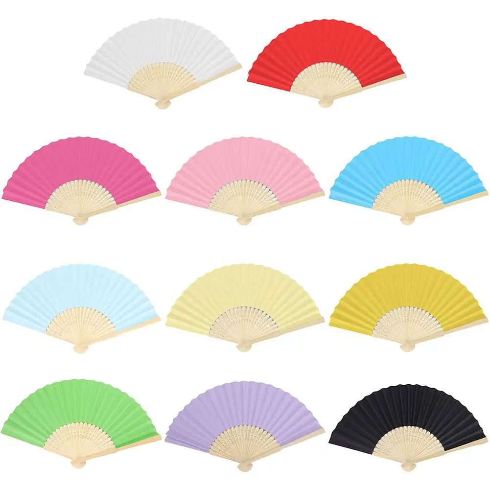 

Chinese Style Blank Folding Hand Held Bamboo Paper Pocket Fan DIY Craft Gift