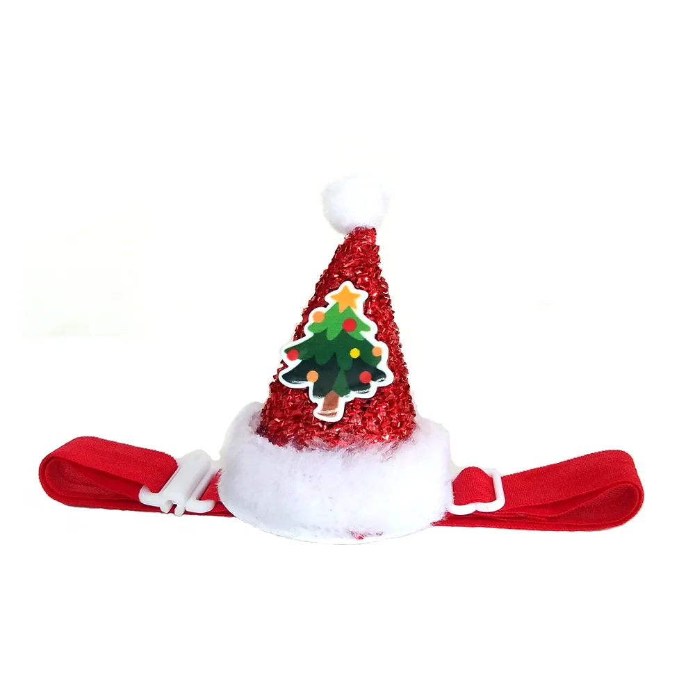 

Cute Pet Christmas Caps Classic Dog Cat Christmas gift Hat Elastic cord Caps Adjustable Puppy Head Flower Ornaments Festival