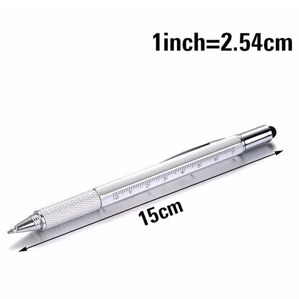 

5 Pcs Multi-Tool 6 In 1 Ballpoint Pen With Ruler, Level Gauge, Ballpoint Pen, Stylus ,Touch Screen Stylus And Screw Driver, Mult