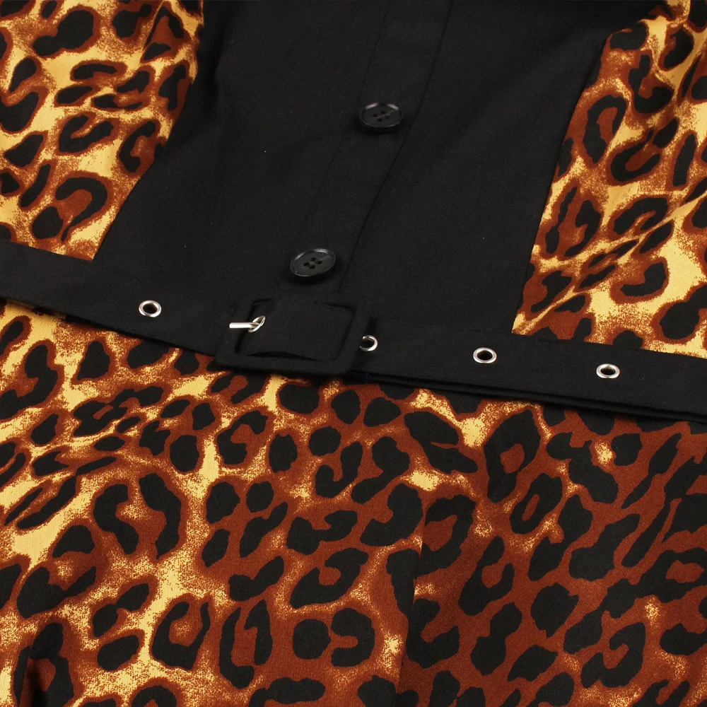 Sexy Leopard Print Club Party Vestidos Corset Belts Retro Dress Plus Size Women Vintage 3xl 4xl Rockabilly Dresses | Женская одежда