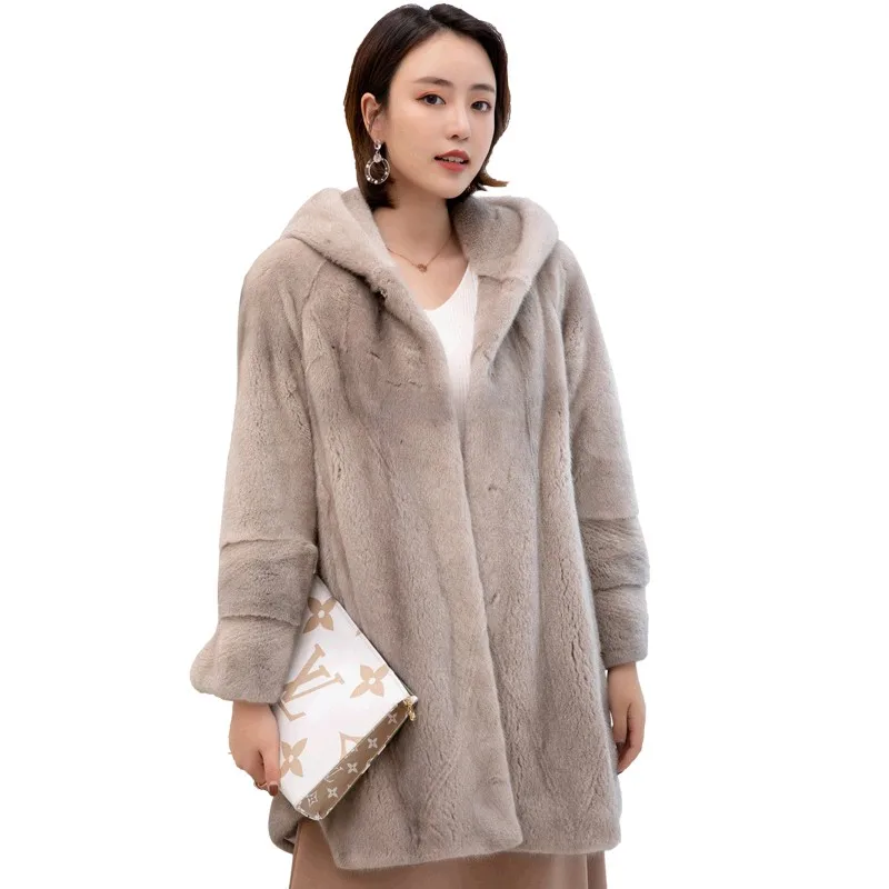 90 см Подлинная оптовая продажа пальто из меха норки куртка с капюшоном осенне