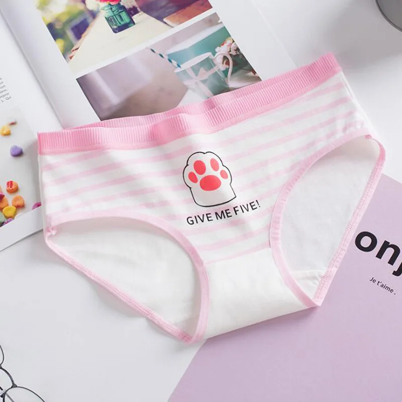 Новое нижнее белье для подростков 4 шт. трусы с рисунком кота молодых девушек