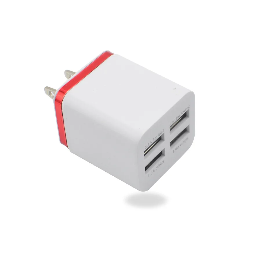 Новое покрытие зарядное устройство 4USB зарядное устройство для мобильного телефона 2.1A 4 USB металлическое боковое зарядное устройство