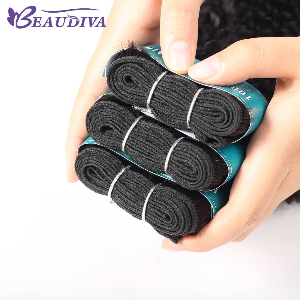 BEAUDIVA, бразильские волнистые пряди, remy, волосы, пряди, 3 шт., с закрытием, 4*4, Курчавые Кудрявые пряди, с закрытием, волосы для наращивания