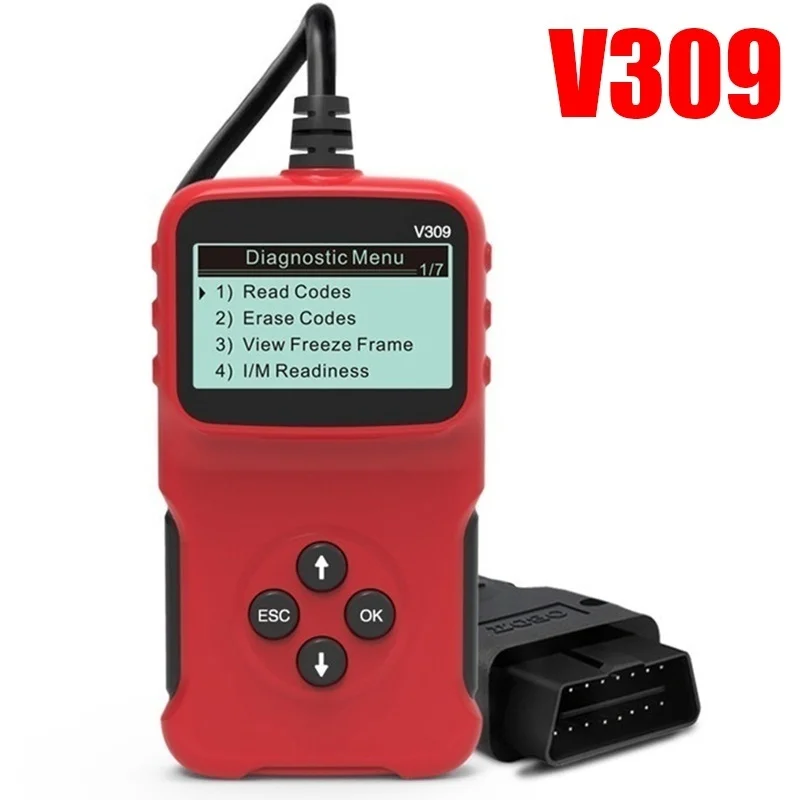 

8-15.5V Multiple Languages V309 Car Auto Fault Diagnostic Scanner OBD OBD2 ELM327 Code Reader Check Tool
