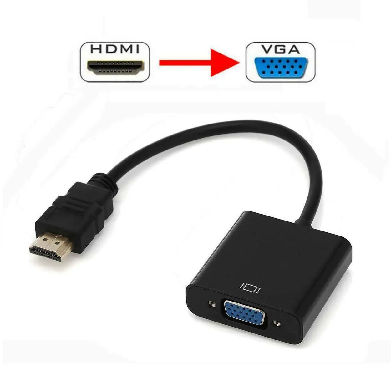 Переходник 720P / 1080P HDMI-совместимый с VGA-кабелем, адаптер HDMI-совместимый штекер-гнездо VGA для планшетов, ноутбуков, ПК, ТВ