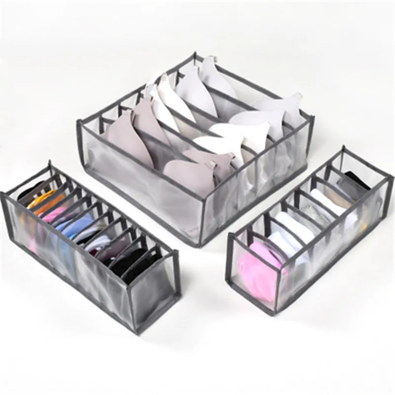 

Three-piece Storage Boxes Bra Clothes Organizer Drawer Nylon Divider Closet Organizer For Folding Ties Socks Shorts Organizer