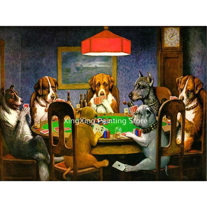Алмазная вышивка 5D крестиком собаки играют в покер алмазная живопись своими