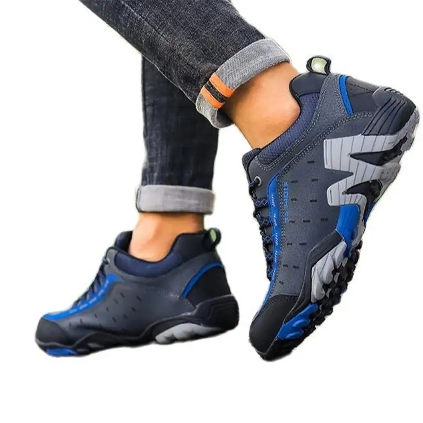 

2021 Men Genuine Leather Sneakers Waterproof Hiking Shoes Non-slip Camping Climbing Trekking Shoes Basket Homme Ankle Work Boots