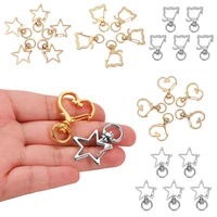 10pcs openable metal sping clasp peach love heart shape ring carabiner keychain dog buckles connector for jewelry making diy