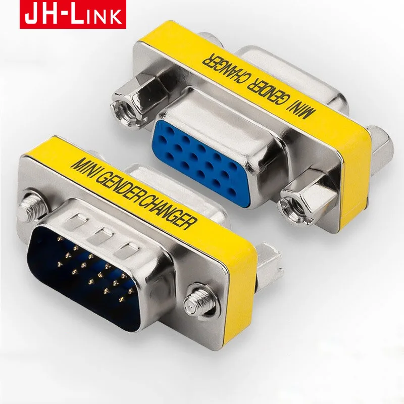 

JH-LINK Plug and play VGA to VGA adapter male to female connector HD15 gender conversion converter for laptop SVGA coupler adapt