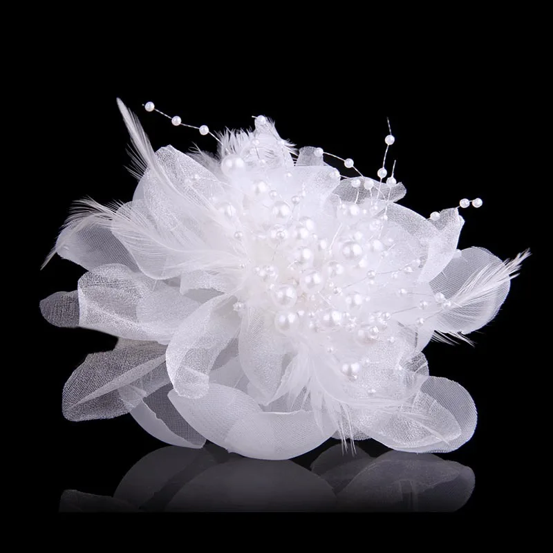 Koreanische Mode Neue Tuch Kunst Feder Große Stoff Blume Brosche für Frauen Corsage Anstecknadeln und Broschen Kleidung Zubehör – Detail 5