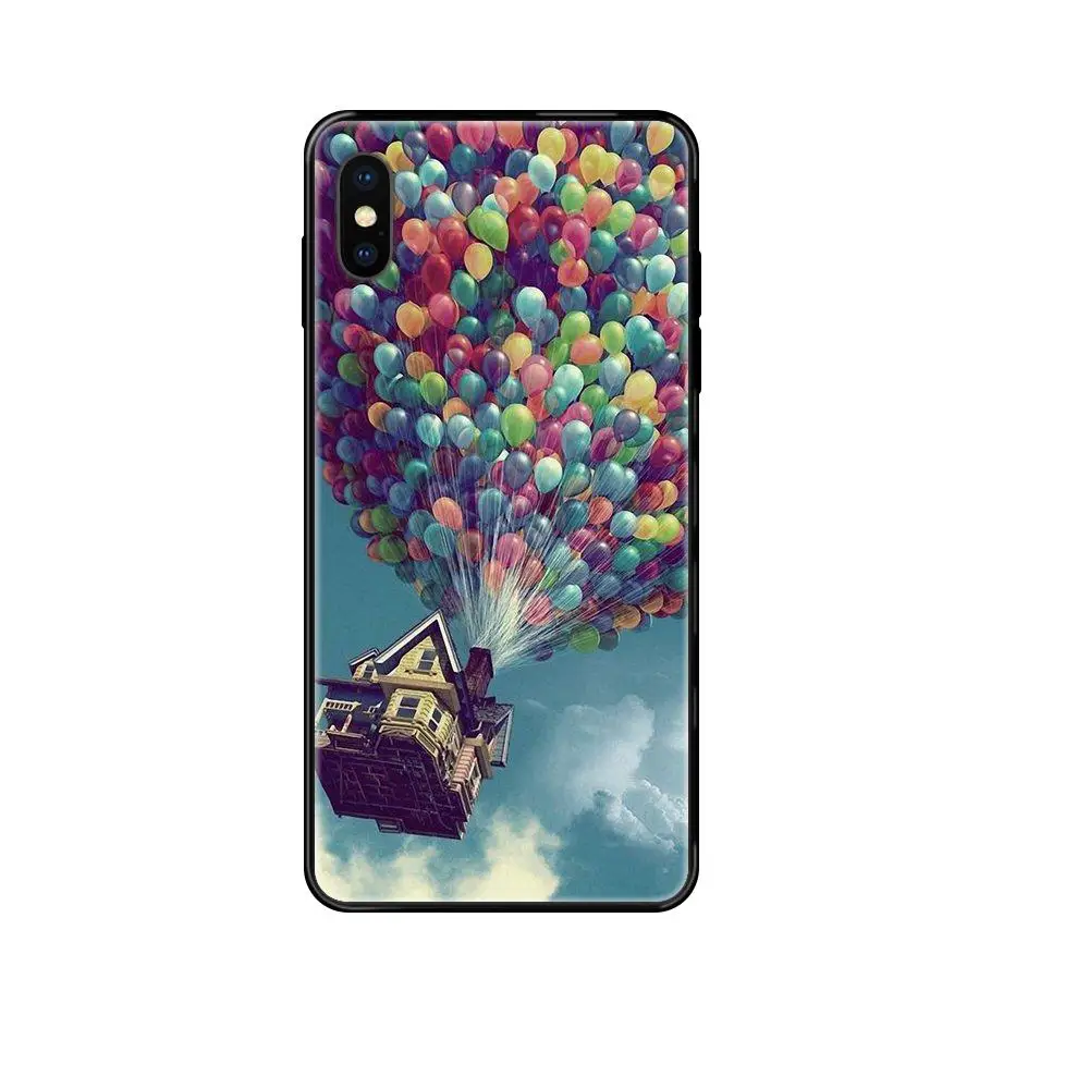 Мягкий ТПУ Черный Стильный чехол Pixar Up Flying House для Redmi Note 4 5 5A 6 7 8T 9 9S Pro Max | Мобильные