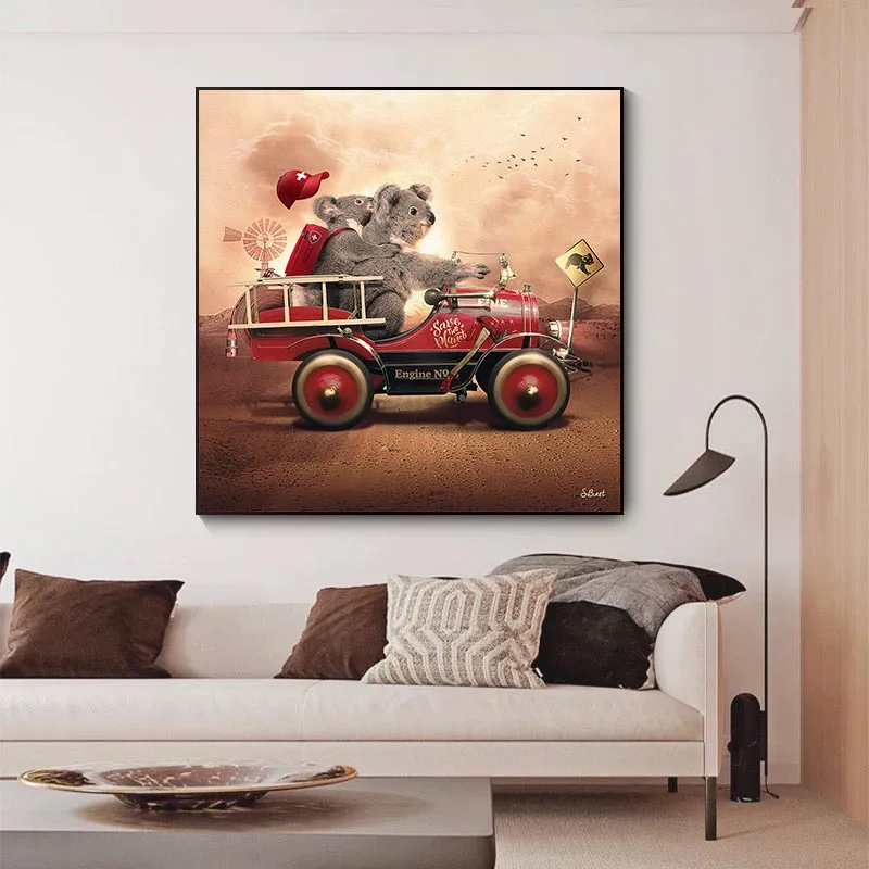 Мультфильм коала вождение в Приключения скандинавские плакаты и принты