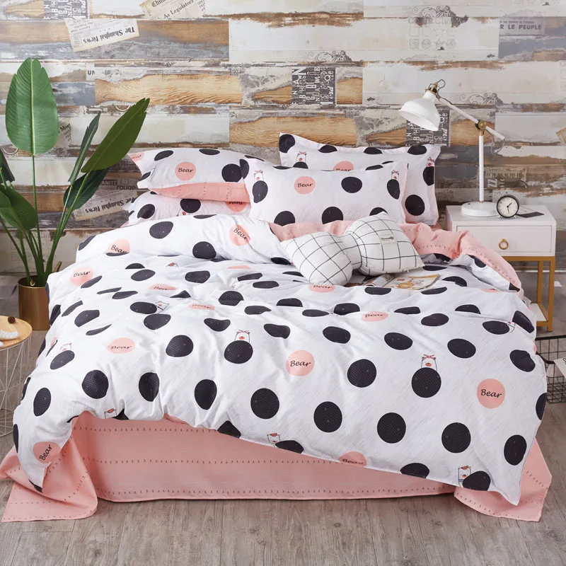 

Hot Sale Polka Dot - Black Bedding Cotton Printed Pillowcase Quilt Cover Bed Sheet Queen Size Bed King Size Bed Four-Piece Set