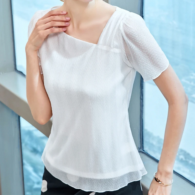 

New Latin Dance Top Women Chiffon Shirt Rumba Cha Cha Samba Tango Salsa Dancing Practice Clothes Lady Performance Wear DN5667