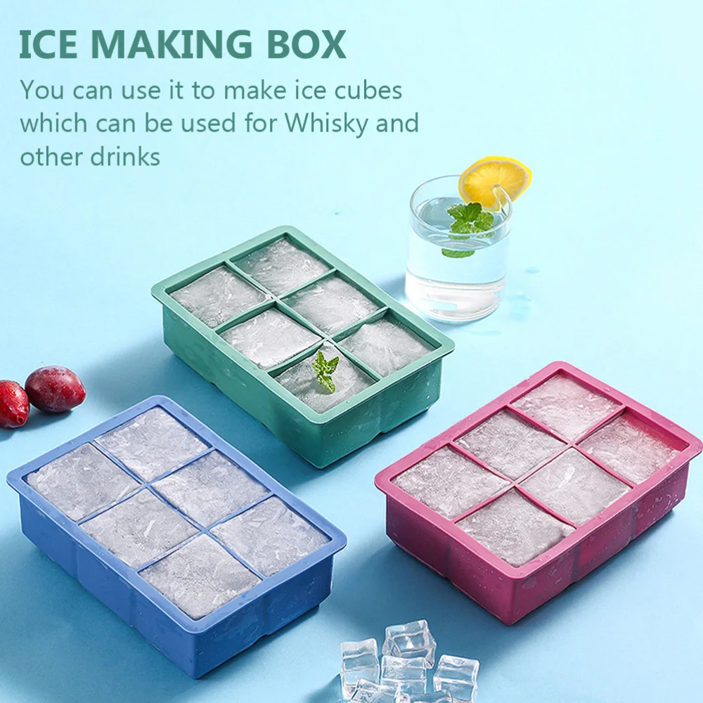 

1Pc 8 Grids Ice Maker Cube Tray Silicone Jelly Ice Making Mold Tray with Lid