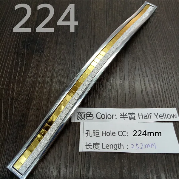 Half Yellow CC 224mm Кристальная ручка с отверстием CC 96 мм/128 мм серебристо-цветная кристальная Мебельная ручка для шкафа Ручка для выдвижных ящиков дверная ручка кухонная ручка - Цвет: Half Yellow CC 224mm