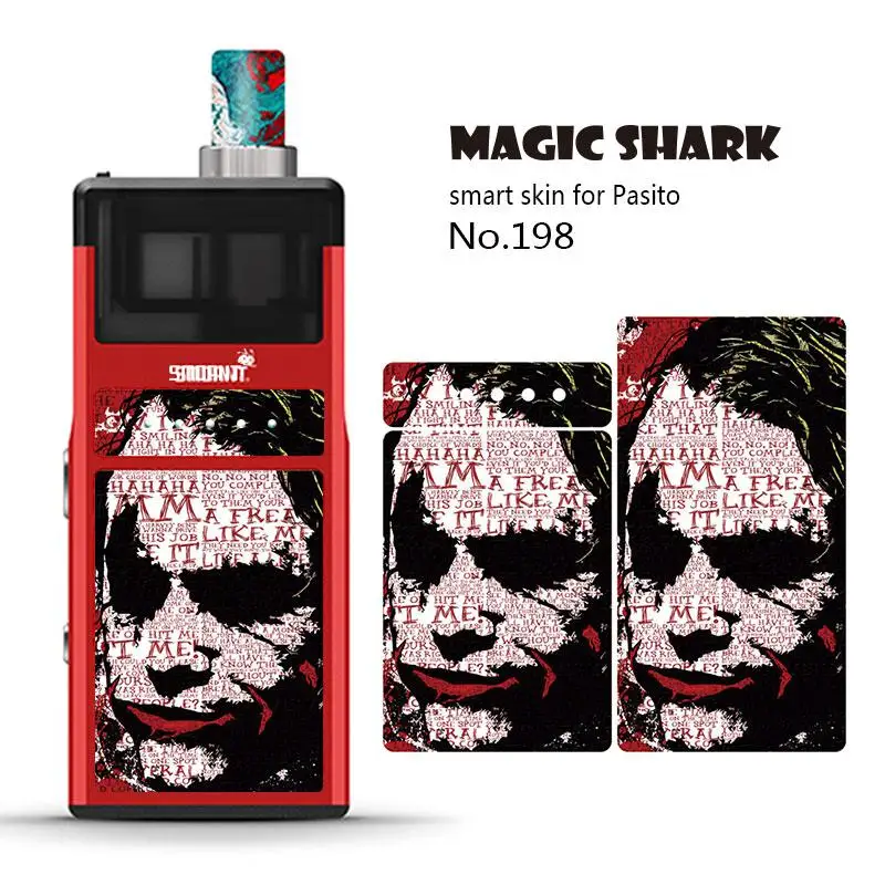 Магическая Акула 2.5D медведь Лев Джокер камень печать ПВХ Vape Pod чехол наклейка для Pasito пленка крышка для Smoant Pasito - Цвет: 198