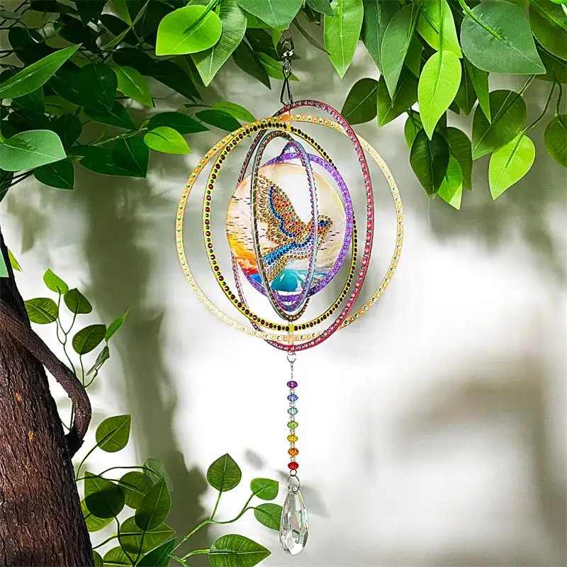 

Double-sided DIY 5D Diamond Painting Rotatable Wind Chime Hanging Ornament Pendant Bead String Party Home Window Bedroom Decor
