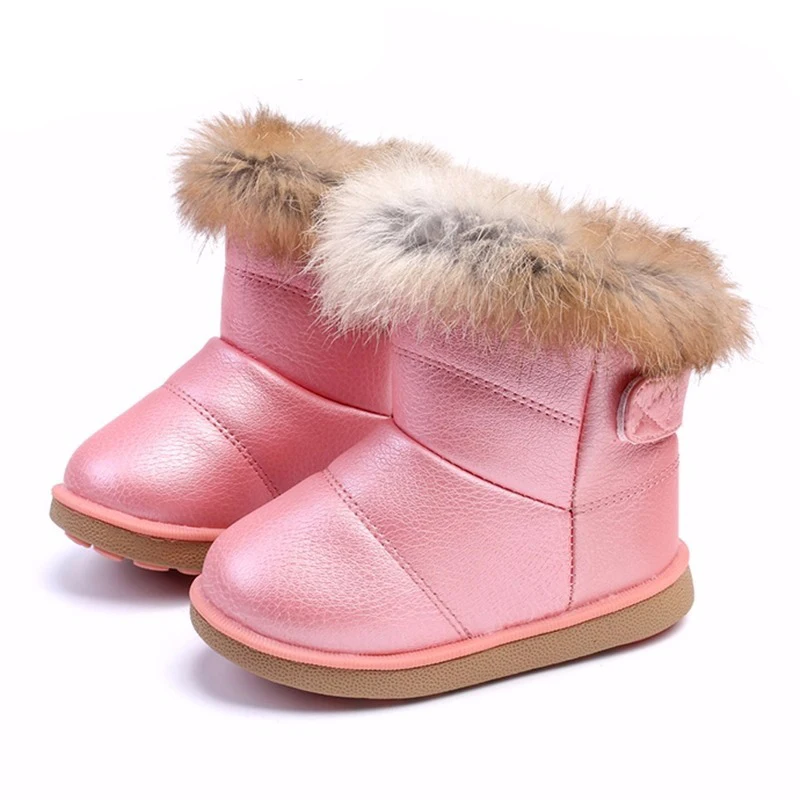 Enlarge High Quality Children Warm Boots Boys Girls Winter Snow Boots with Fur 1-6 Years Kids Snow Boots Children Soft Bottom Shoes