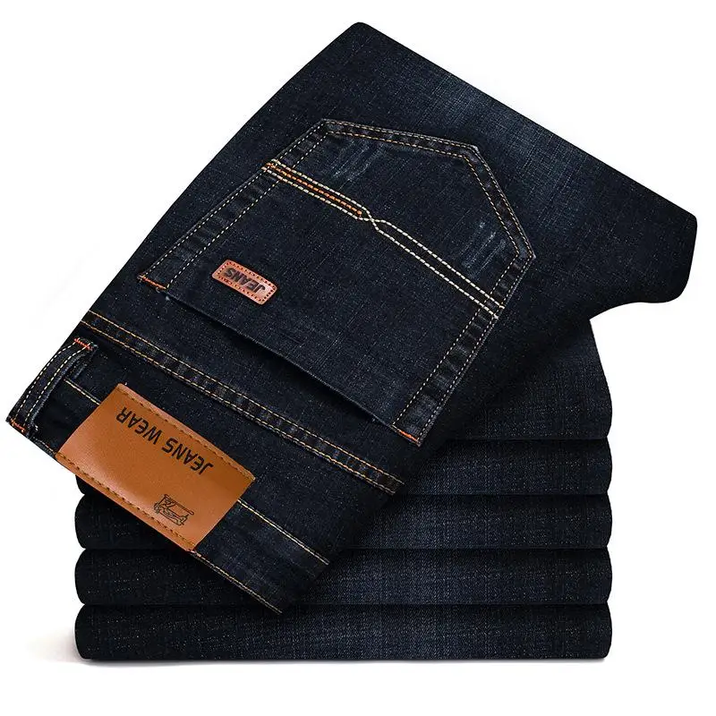 

Men's Fashion Trend Denim Pants Retro Causal Jeans Loose Straight Trousers