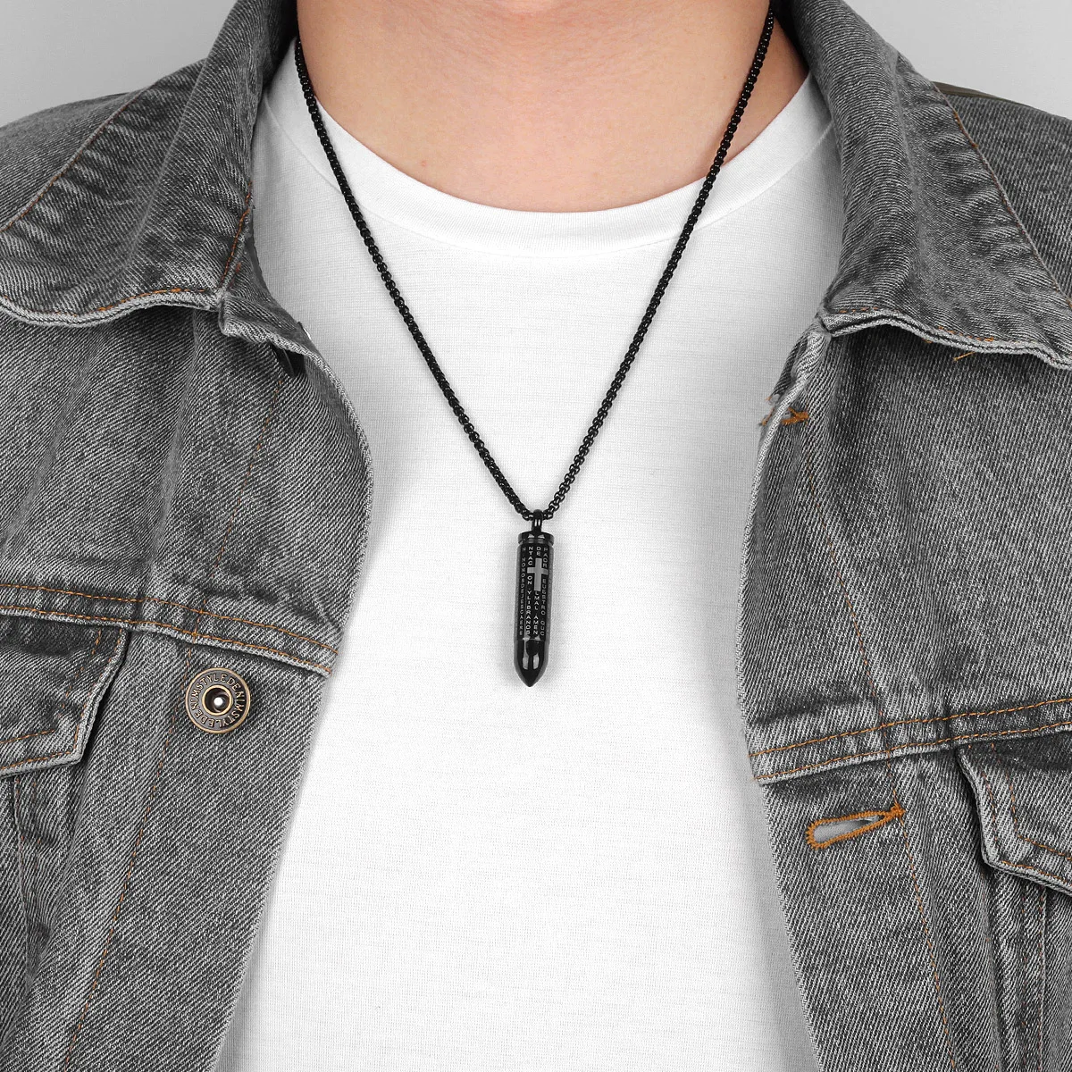 Золотистый и черный синий пуля Крест Подвески мужские ожерелья цепи для