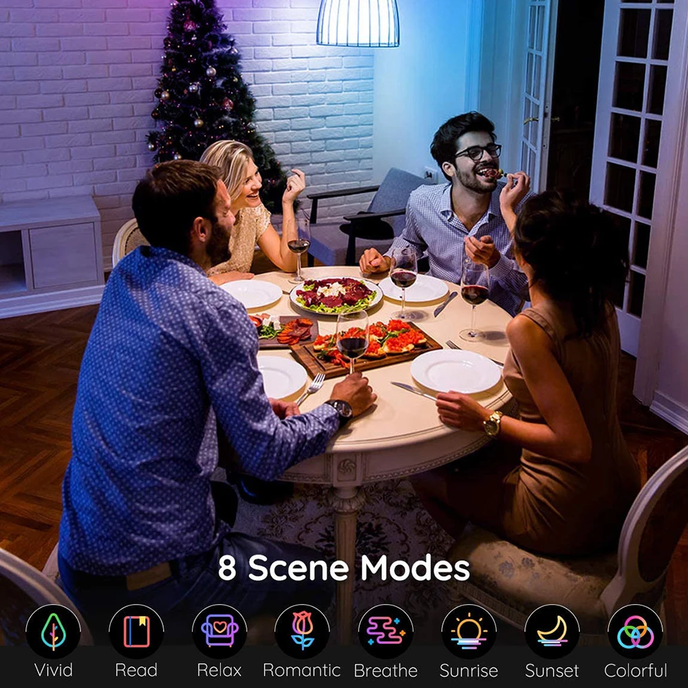 Цвет меняется RGB совместим с Alexa и Google Assistant. Не требуется концентратор лампы или