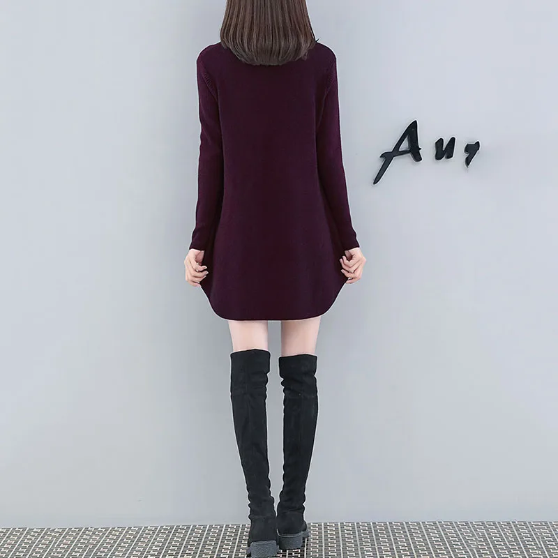 

Women's Sweater dress Pullover New Spring Autumn Ladies Knitted Sweater Dress Long Sleeve Bottoming Shirt Feminina Sweaters