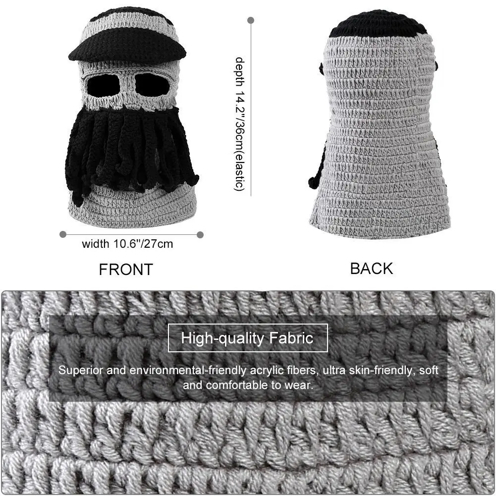 Смешные щупальца Осьминог Beanie вязанная вязаная шапка для бороды ветрозащитная Лыжная вязаная шапка с маской для мужчин и женщин