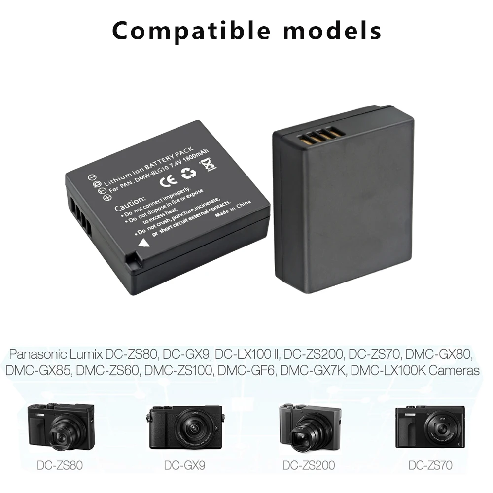 Аккумулятор для Panasonic Lumix DMC GF6 GX7 GF3 GF5 ZS100 ZS60 LX100 GX85 BLG10 BLG10PP DMW-BLG10 DMW-BLG10E мА · ч |