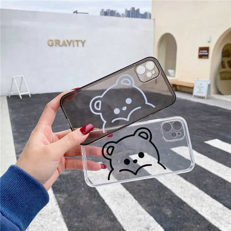

Cute transparent cartoon bear Soft TPU Phone Case For Xiaomi Redmi Note 9 Pro Max 9S Back Cover For Xiaomi Mi 11 mi9 10 Pro Lite
