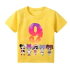 Футболка для девочек LOL SURPRISE, футболки с графическим принтом OMG Doll, детские футболки с надписью на день рождения, от 1 до 9 топов, детская Эстетическая одежда, подарки