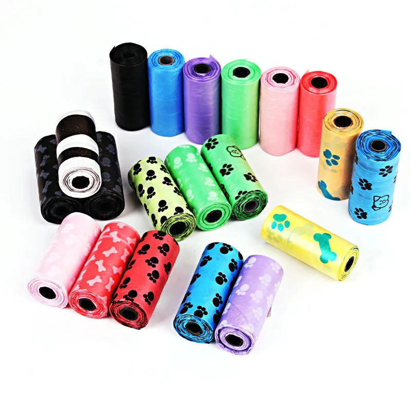 

1PC Pet Garbage Bag Cute Printed Dogs Going Out Picking Up Poop Bags Clean and Environmentally Friendly Pet Supplies 15pcs/roll