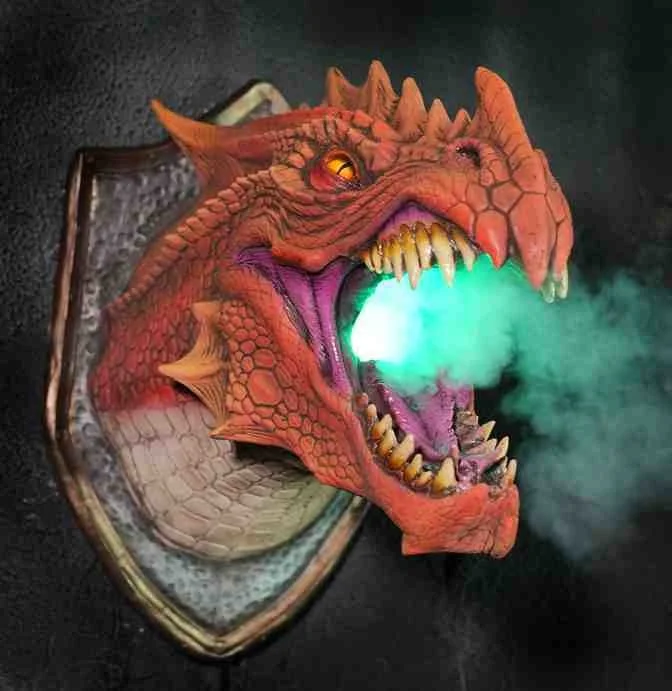 Figuras de acci&oacute;n de Dragon Legends en 3d para decoraci&oacute;n del hogar, escultura art&iacute;stica montada en la pared, dinosaurio, luz de humo, estatua-2