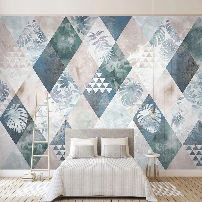 3D Настенные обои для гостиной спальни с геометрическими листьями и тропическими