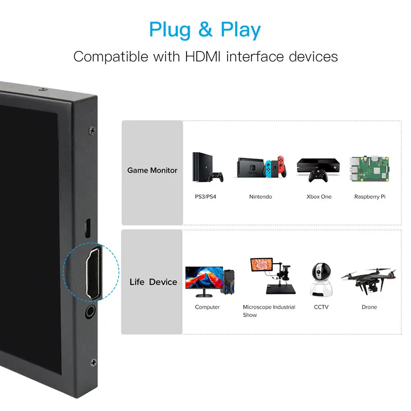 raspberry pi screen portable monitor 8 inch lcd display dual speaker hdmi compatible 1280x800p ips screen gaming display free global shipping