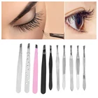 8 шт.компл. Пинцет из нержавеющей стали для бровей щипчики для волос зажим для бровей Триммер для бровей зажим для наращивания ресниц инструменты для макияжа